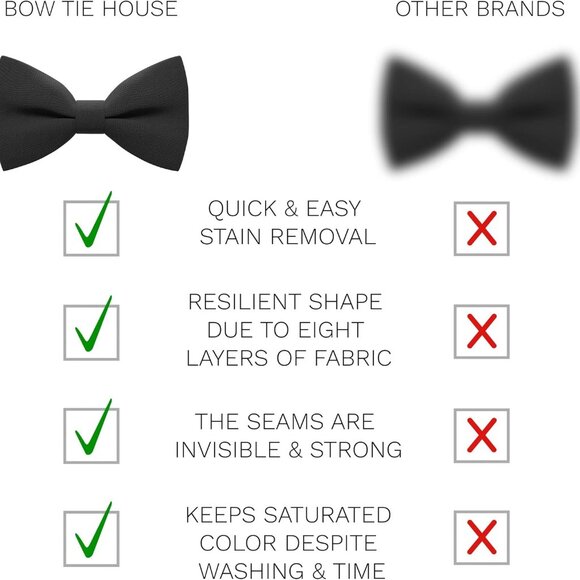 Versatile Unisex Black Bowtie - Pre-Tied, Lightweight & Perfect for Events - Picture 3 of 6